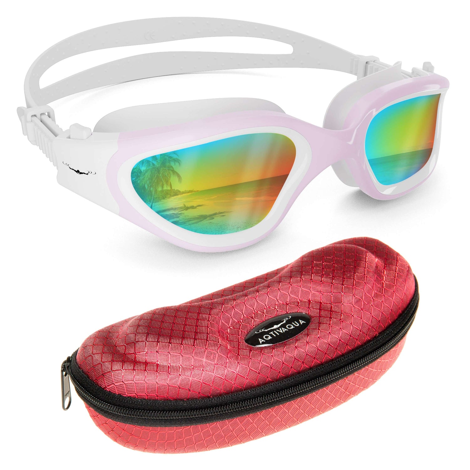 DX Wide View Swim Goggles + SHOCK Protective Case (Revo Polarized Lenses)